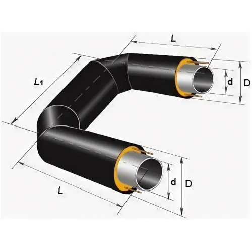 П-образный компенсатор ППУ ОЦ тип 2 Ст10 57х4х40,95х1000 мм ГОСТ 10705-80